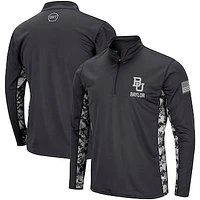 Men's Colosseum Charcoal Baylor Bears OHT Military Appreciation Rival Digi Camo Quarter-Zip Jacket