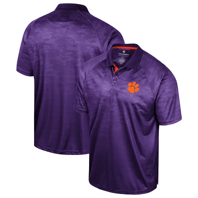 Men's Colosseum Purple Clemson Tigers Honeycomb Raglan Polo