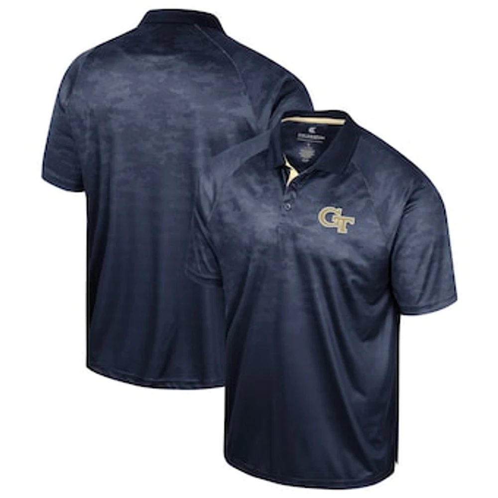 Men's Colosseum Navy Georgia Tech Yellow Jackets Honeycomb Raglan Polo