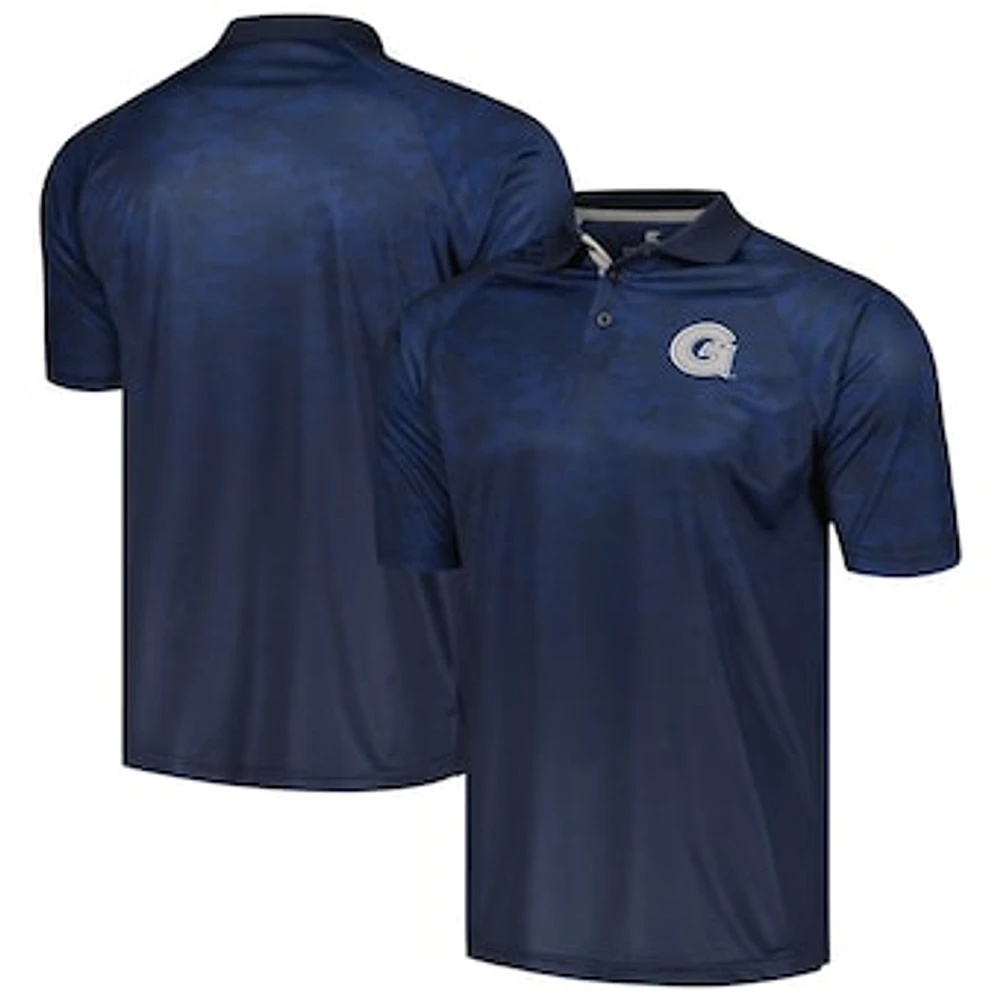 Men's Colosseum Navy Georgetown Hoyas Honeycomb Raglan Polo