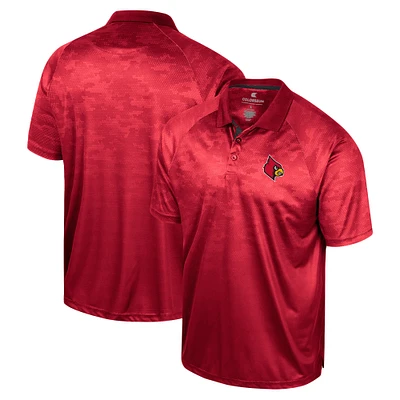 Men's Colosseum Red Louisville Cardinals Honeycomb Raglan Polo