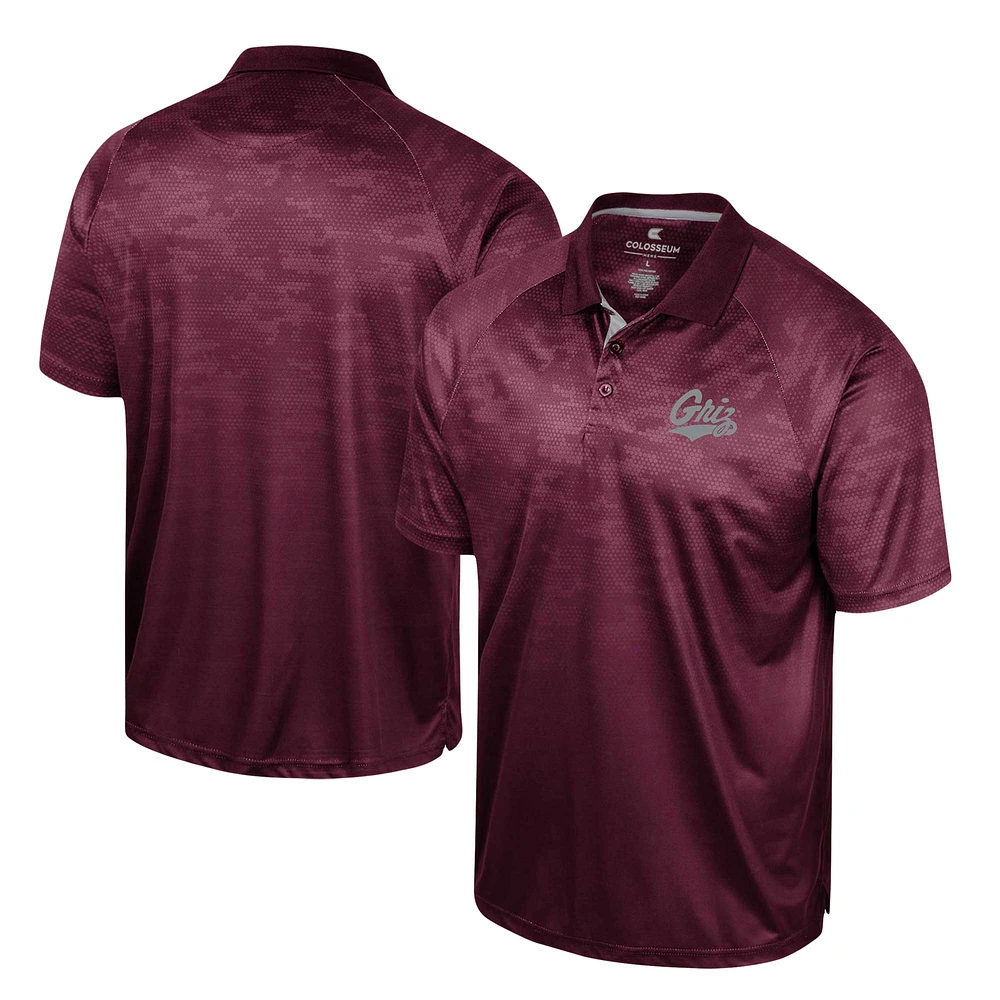 Men's Colosseum Maroon Montana Grizzlies Honeycomb Raglan Polo