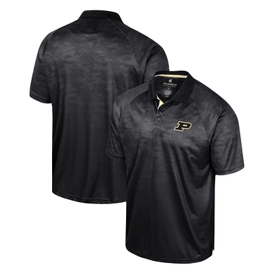 Men's Colosseum Black Purdue Boilermakers Honeycomb Raglan Polo