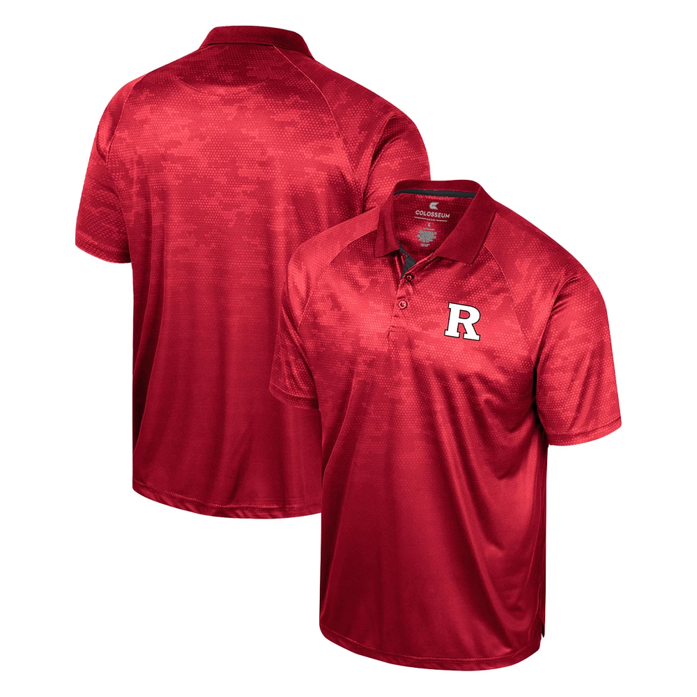 Men's Colosseum Scarlet Rutgers Knights Honeycomb Raglan Polo