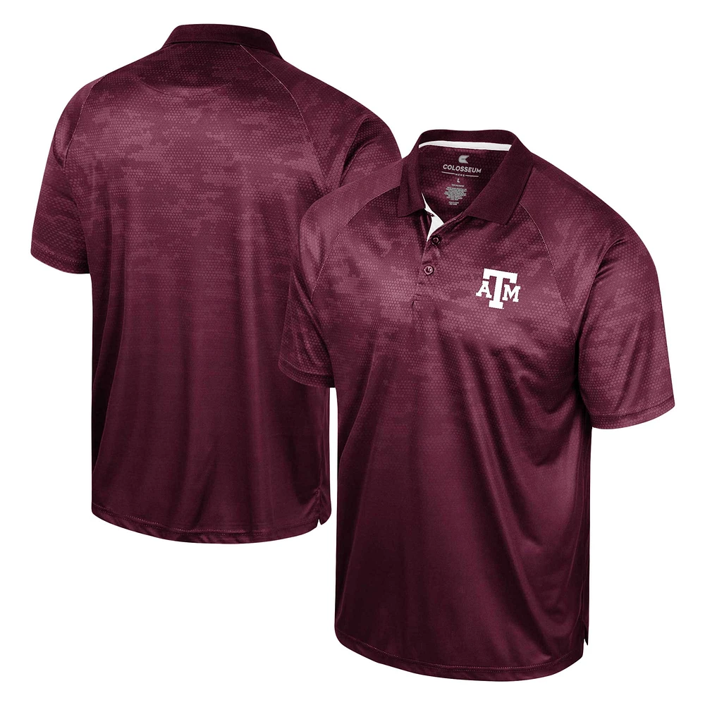 Men's Colosseum Maroon Texas A&M Aggies Honeycomb Raglan Polo