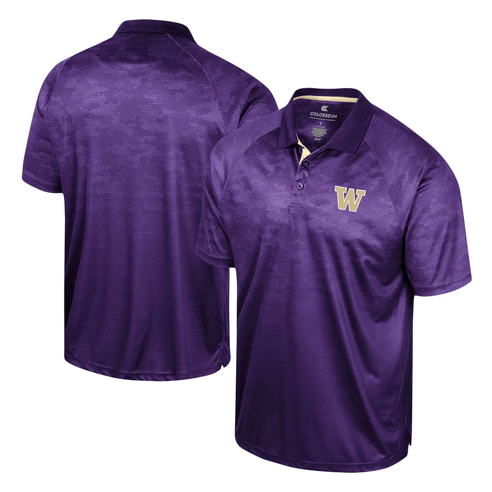 Men's Colosseum Purple Washington Huskies Honeycomb Raglan Polo