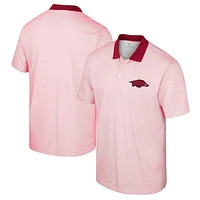 Men's Colosseum White/Cardinal Arkansas Razorbacks Print Stripe Polo