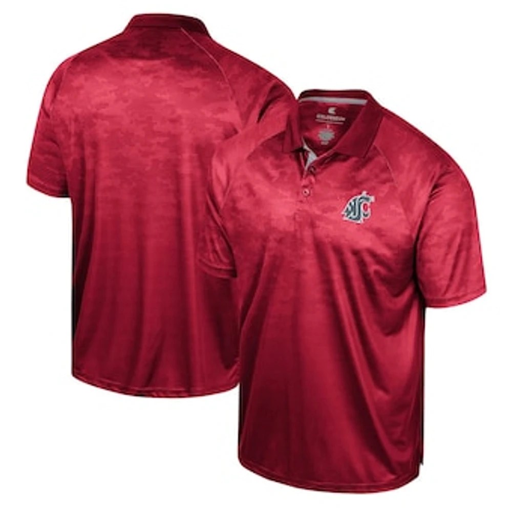 Men's Colosseum Crimson Washington State Cougars Honeycomb Raglan Polo