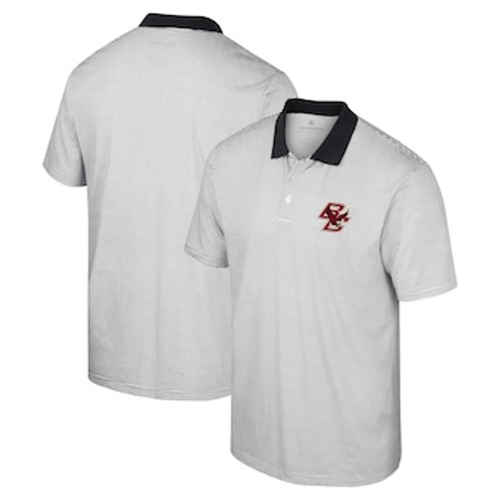 Men's Colosseum White Boston College Eagles Print Stripe Polo