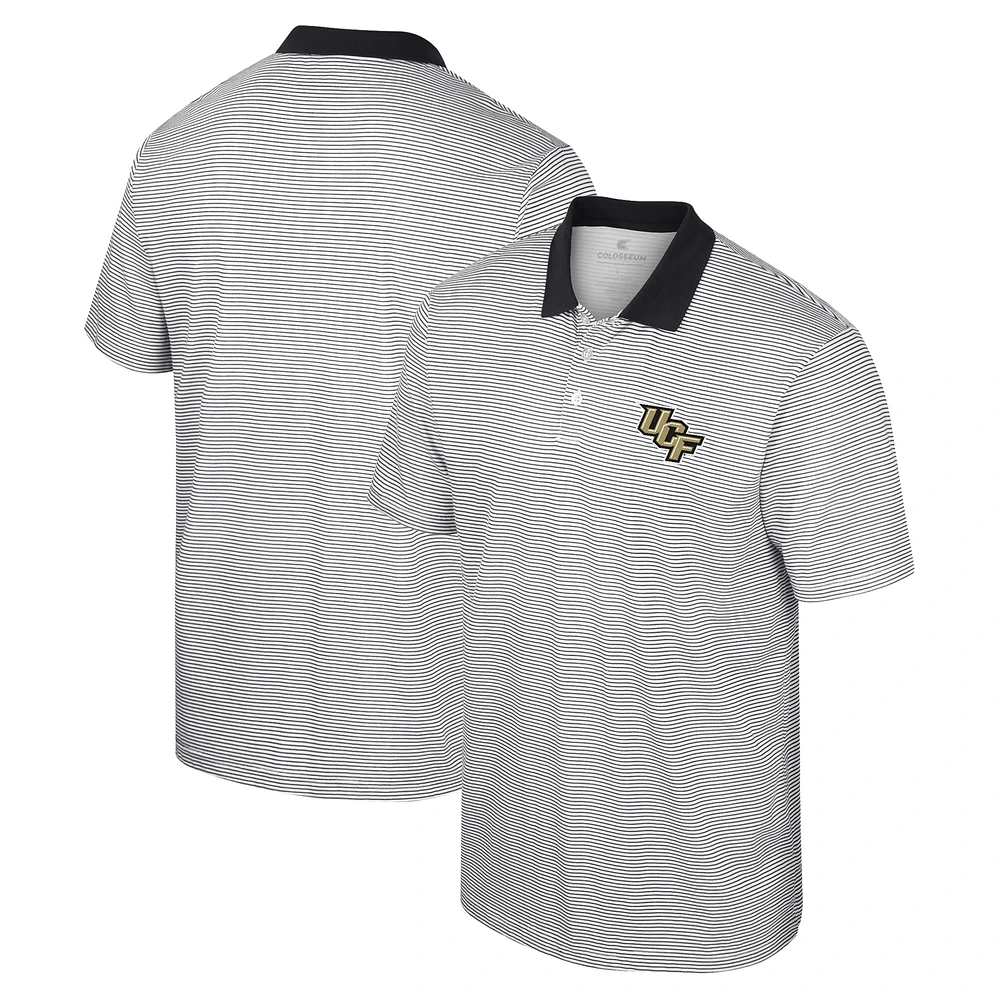 Men's Colosseum White/Black UCF Knights Print Stripe Polo