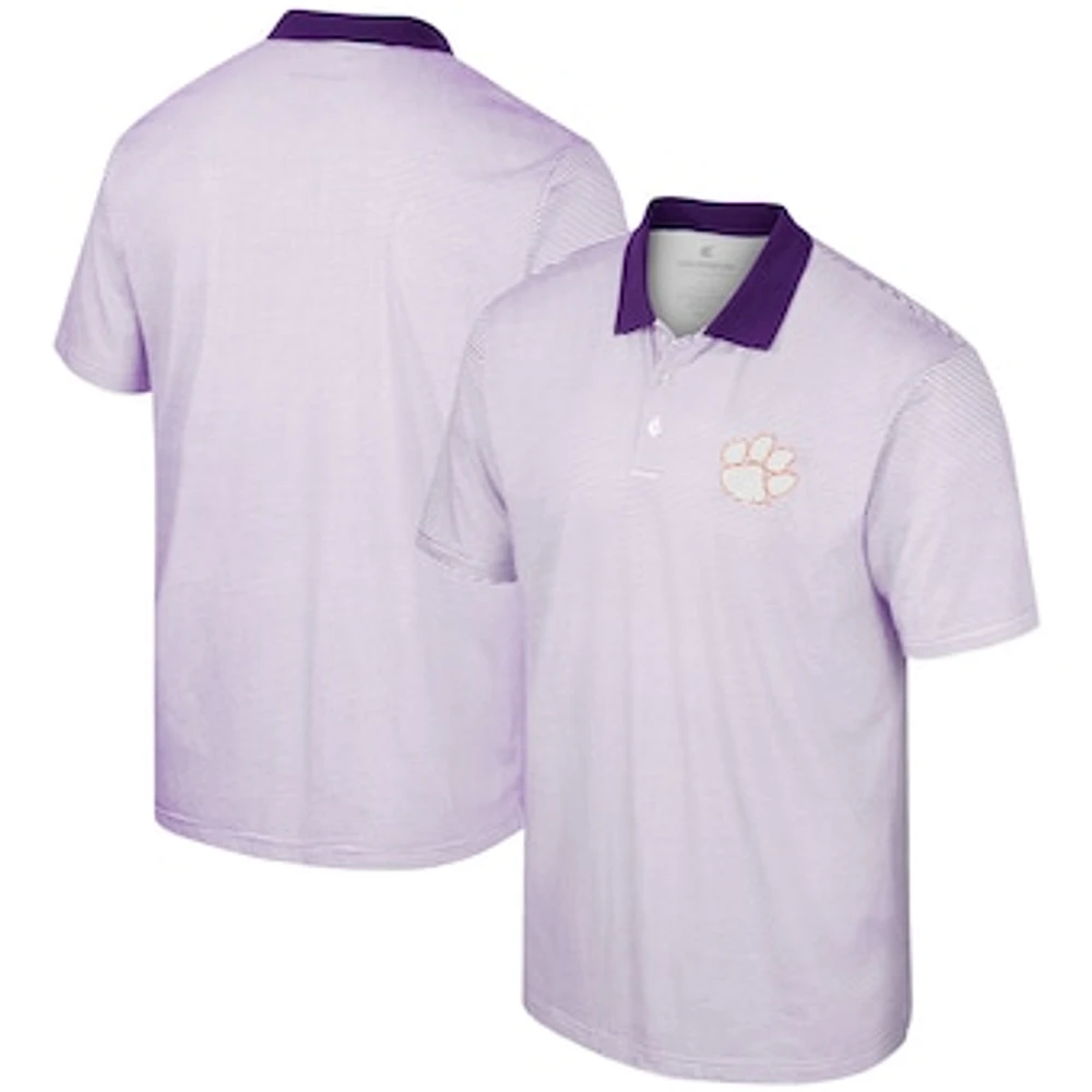 Men's Colosseum Purple/White Clemson Tigers Print Stripe Polo