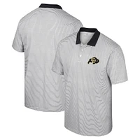 Men's Colosseum White/Black Colorado Buffaloes Print Stripe Polo