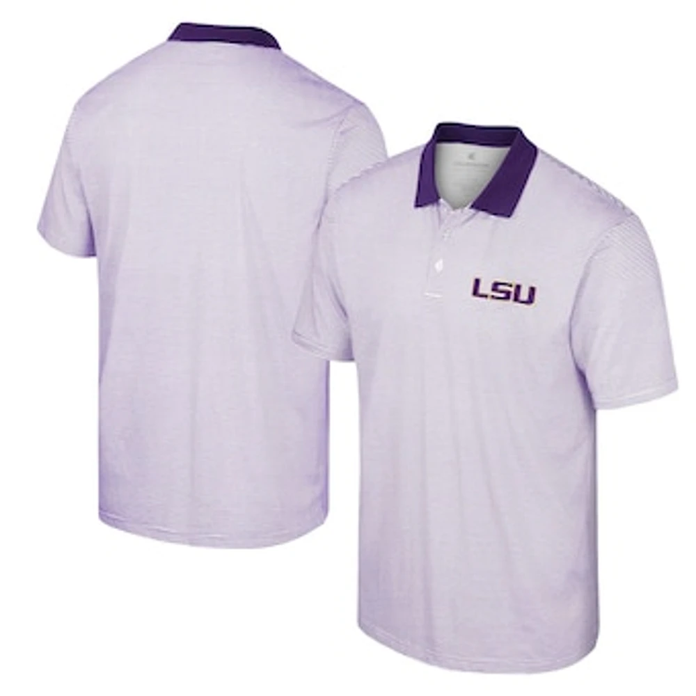 Men's Colosseum White LSU Tigers Print Stripe Polo