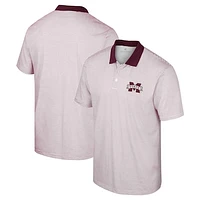 Men's Colosseum White/Maroon Mississippi State Bulldogs Print Stripe Polo