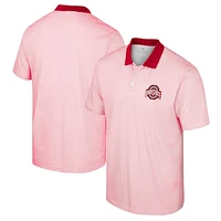 Men's Colosseum White/Scarlet Ohio State Buckeyes Print Stripe Polo