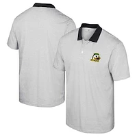 Men's Colosseum White/Black Oregon Ducks Print Stripe Polo