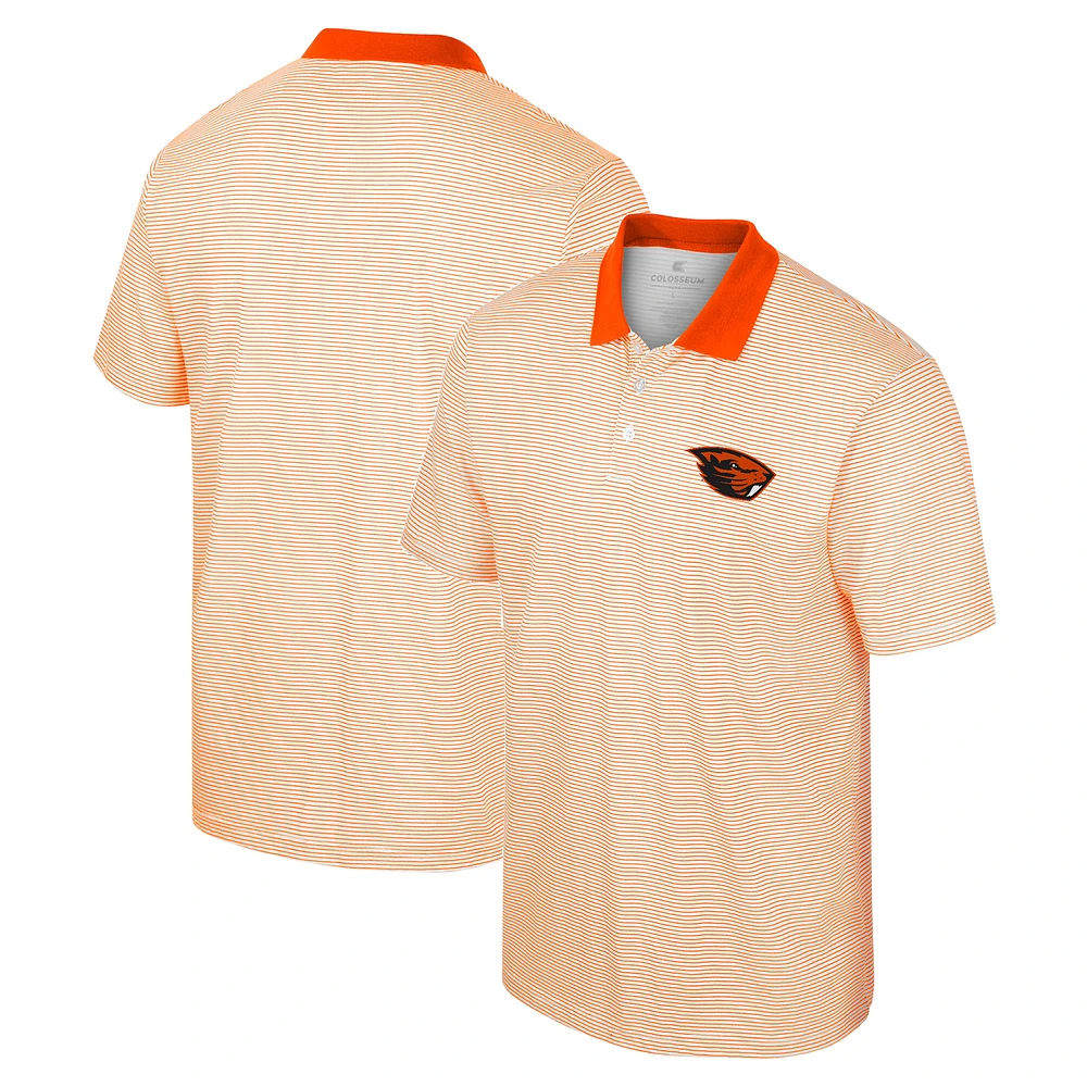 Men's Colosseum White/Orange Oregon State Beavers Print Stripe Polo