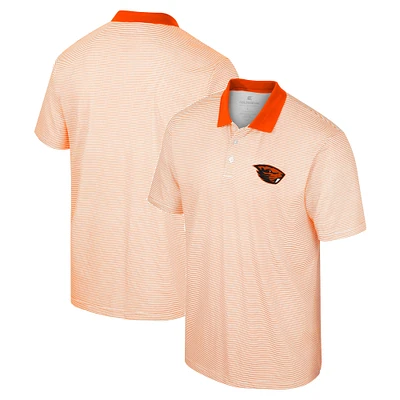 Men's Colosseum White/Orange Oregon State Beavers Print Stripe Polo