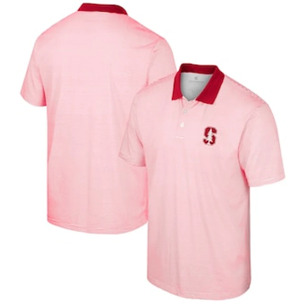 Men's Colosseum White Stanford Cardinal Print Stripe Polo