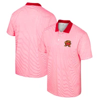 Men's Colosseum White/Red Maryland Terrapins Print Stripe Polo