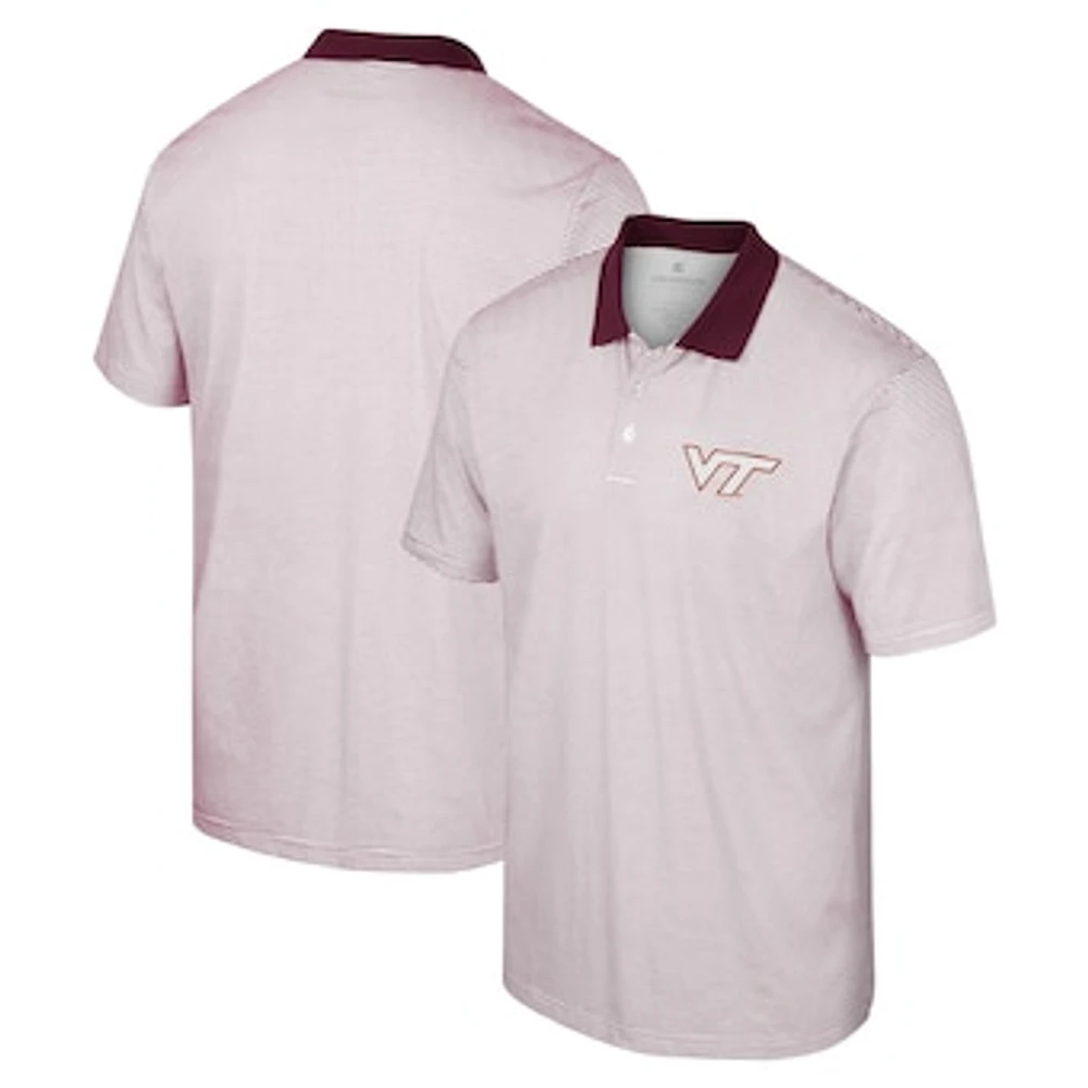 Men's Colosseum White Virginia Tech Hokies Print Stripe Polo