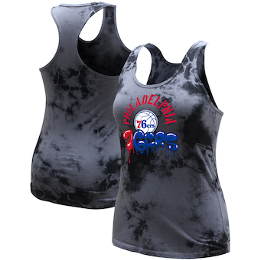 Women's Stadium Essentials  Charcoal Philadelphia 76ers Street Art Dark Crystal Washed Tank Top