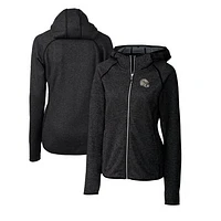 Women's Cutter & Buck  Charcoal New Orleans Saints Helmet Logo Mainsail Sweater-Knit Full-Zip Hoodie