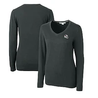 Women's Cutter & Buck  Charcoal Arizona Cardinals Helmet Logo Lakemont Tri-Blend V-Neck Pullover Sweater