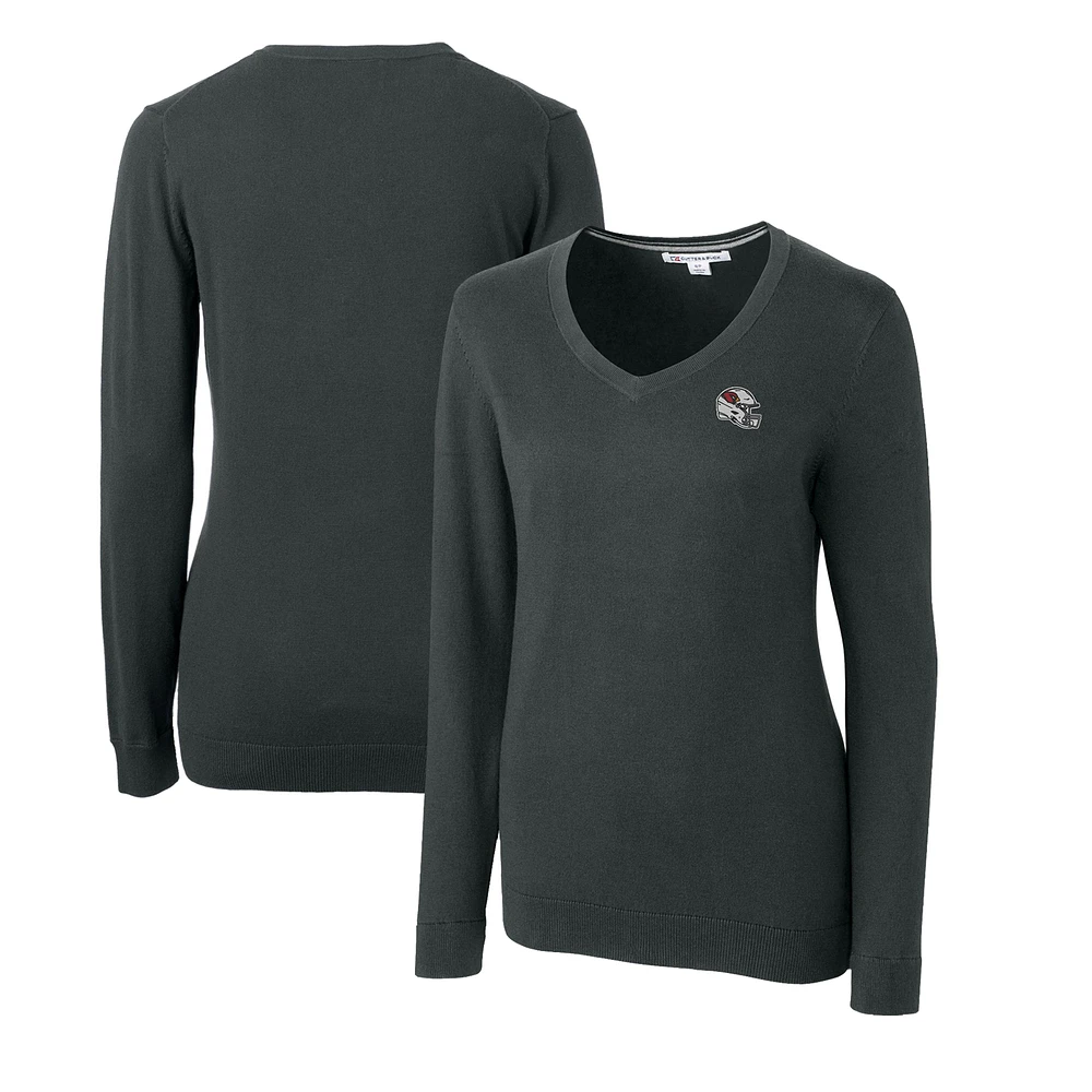 Women's Cutter & Buck Charcoal Arizona Cardinals Helmet Logo Lakemont Tri-Blend V-Neck Pullover Sweater