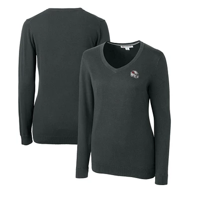 Women's Cutter & Buck  Charcoal Arizona Cardinals Helmet Logo Lakemont Tri-Blend V-Neck Pullover Sweater