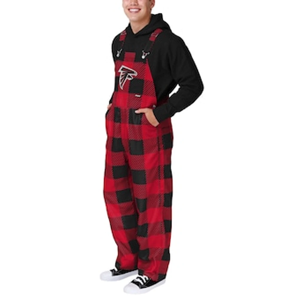 Men's FOCO  Red Atlanta Falcons Big Logo Plaid Overalls