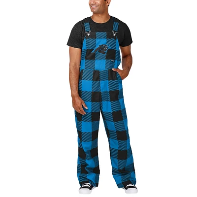 Men's FOCO  Blue Carolina Panthers Big Logo Plaid Overalls