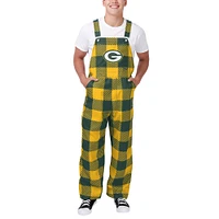 Men's FOCO  Green Green Bay Packers Big Logo Plaid Overalls