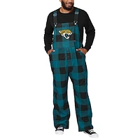 Men's FOCO  Teal Jacksonville Jaguars Big Logo Plaid Overalls