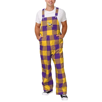 Men's FOCO  Purple Minnesota Vikings Big Logo Plaid Overalls