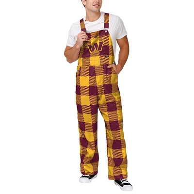 Men's FOCO  Burgundy Washington Commanders Big Logo Plaid Overalls