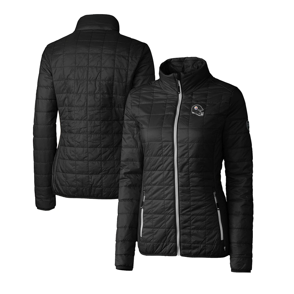 Women's Cutter & Buck Pittsburgh Steelers Helmet Logo Rainier PrimaLoft Eco Insulated Full-Zip Puffer Jacket