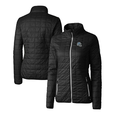 Women's Cutter & Buck  Black Detroit Lions Helmet Logo Rainier PrimaLoft Eco Insulated Full-Zip Puffer Jacket