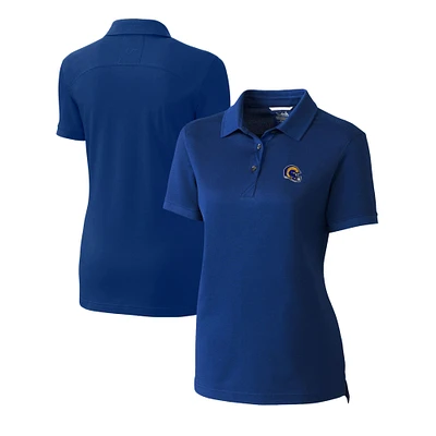 Women's Cutter & Buck  Royal Los Angeles Rams Helmet Logo Advantage DryTec Tri-Blend Pique Polo