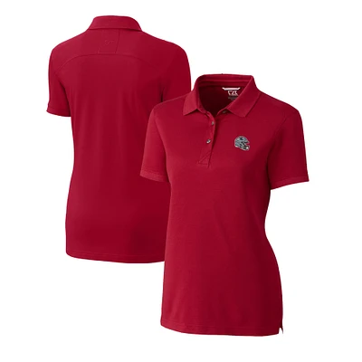 Women's Cutter & Buck  Red New England Patriots Helmet Logo Advantage DryTec Tri-Blend Pique Polo