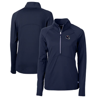 Women's Cutter & Buck  Navy Chicago Bears Helmet Logo Adapt Eco Knit Stretch Recycled Half-Zip Pullover Top