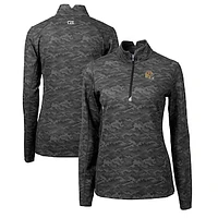 Women's Cutter & Buck  Black San Francisco 49ers Helmet Logo Traverse Camo Print Stretch Quarter-Zip Pullover Top