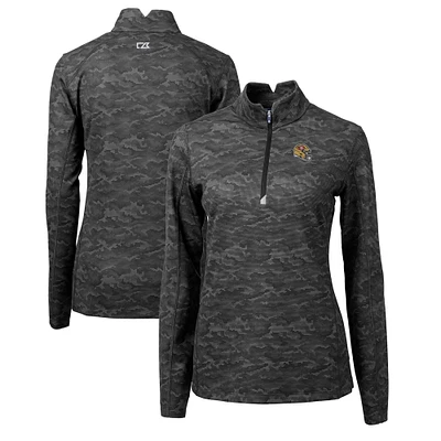 Women's Cutter & Buck  Black San Francisco 49ers Helmet Logo Traverse Camo Print Stretch Quarter-Zip Pullover Top