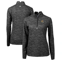 Women's Cutter & Buck  Black San Francisco 49ers Helmet Logo Traverse Camo Print Stretch Quarter-Zip Pullover Top