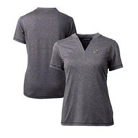 Women's Cutter & Buck  Heather Charcoal New Orleans Saints Helmet Logo DryTec Forge Stretch V-Neck Blade Top