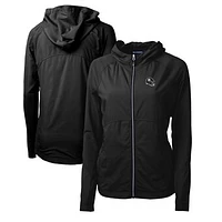 Women's Cutter & Buck  Black Pittsburgh Steelers Helmet Logo Adapt Eco Knit Hybrid Recycled Full-Zip Hoodie