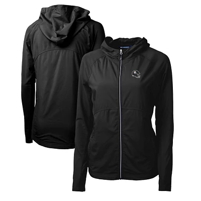 Women's Cutter & Buck  Black Pittsburgh Steelers Helmet Logo Adapt Eco Knit Hybrid Recycled Full-Zip Hoodie