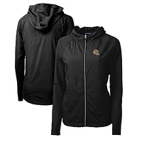 Women's Cutter & Buck  Black San Francisco 49ers Helmet Logo Adapt Eco Knit Hybrid Recycled Full-Zip Hoodie