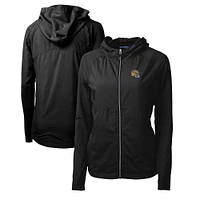 Women's Cutter & Buck  Black San Francisco 49ers Helmet Logo Adapt Eco Knit Hybrid Recycled Full-Zip Hoodie