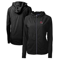 Women's Cutter & Buck  Black Kansas City Chiefs Helmet Logo Adapt Eco Knit Hybrid Recycled Full-Zip Hoodie